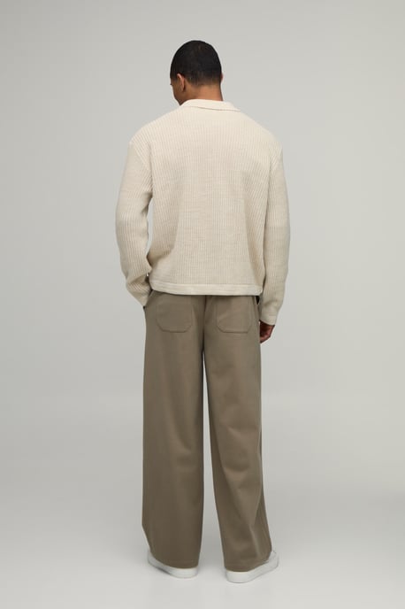 Oversized Boxy Fisherman Rib Marl Knitted Polo - Image 2