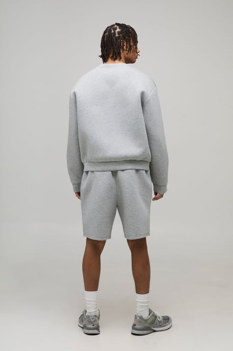 Oversized Boxy Bonded Scuba Short Sweatshirt Tracksuit - Image 2