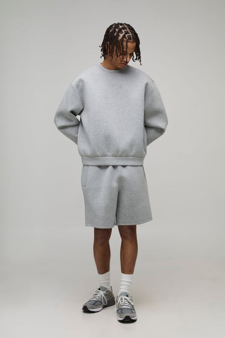 Oversized Boxy Bonded Scuba Short Sweatshirt Tracksuit - Image 4