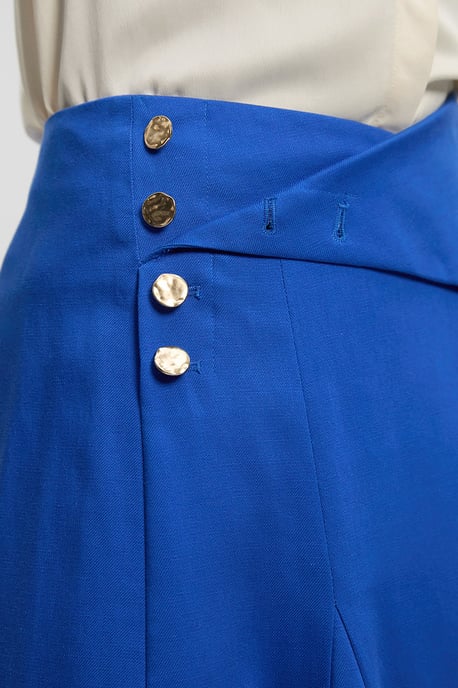 Tailored Linen Button Front Full Midi Skirt - Image 3