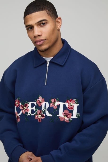 Certi Embroidered Quarter Zip Sweatshirt - Image 3