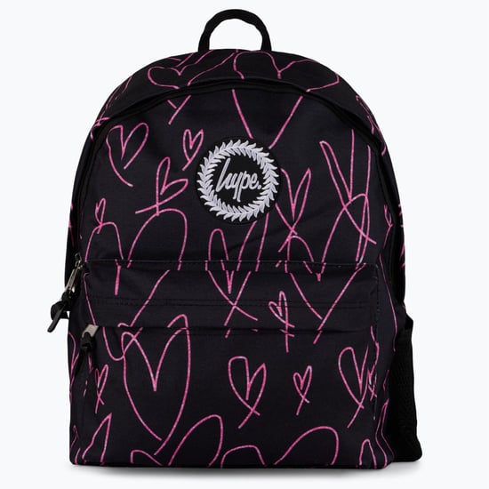 Hype Glitter Heart Black/Pink Backpack - Image 1