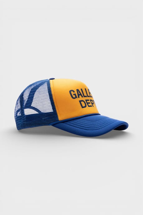Gallery Dept. GD Logo Trucker Cap Yellow and Navy - Image 1