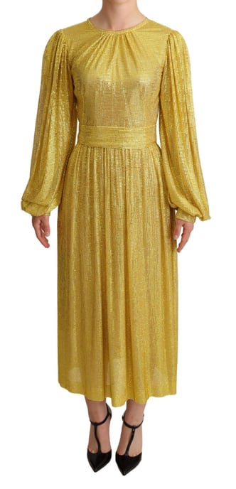 Dolce Gabbana Ketenmail Midi Jurk Lange Mouwen - Image 1