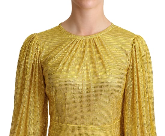 Dolce Gabbana Ketenmail Midi Jurk Lange Mouwen - Image 4