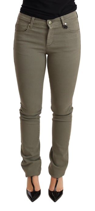 Olivgröna bomullsjeans med stretch - Image 1