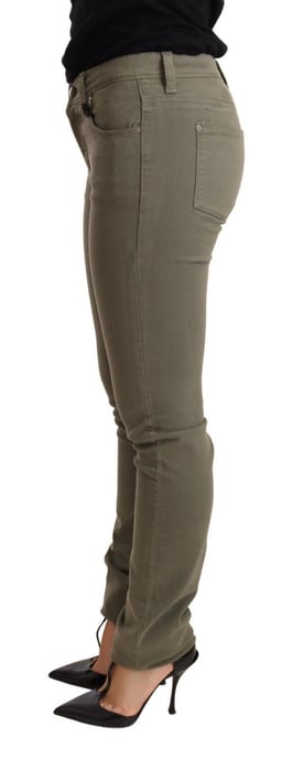 Olivgröna bomullsjeans med stretch - Image 2