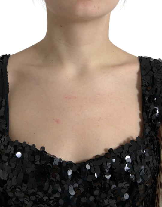 Paillettleopardmönstrad lager-på-lager maxiklänning - Image 4