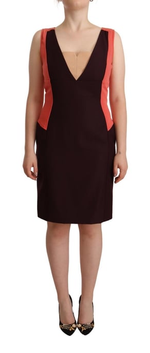 Colorblock Sheath Dress Sleeveless Vneck - Image 1