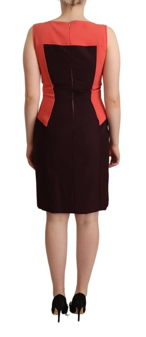 Kleurblok Sheath Jurk Mouwloos V-hals - Image 3