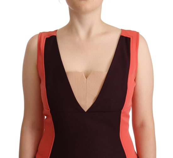 Kleurblok Sheath Jurk Mouwloos V-hals - Image 4