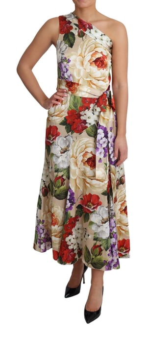 Floral Print Oneshoulder Midi Dress - Image 2