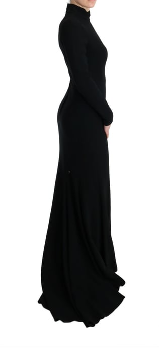 Långärmad Klänning Svart Crêpe - Image 5