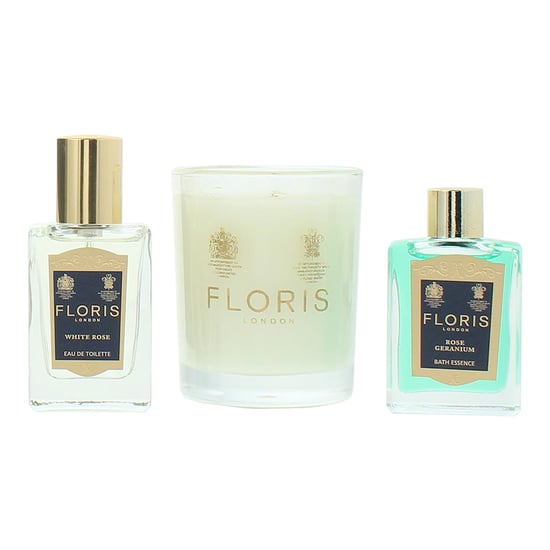 Floris White Rose Eau De Toilette 14ml, Bath Essence 15ml + Candle 70g Gift Set - Image 2