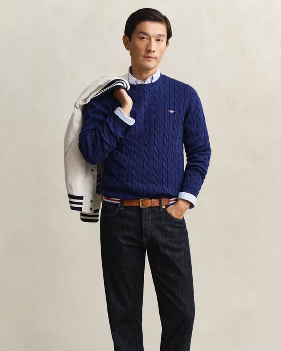 432 Crew Neck Jumper in Dark Blue - Image 3