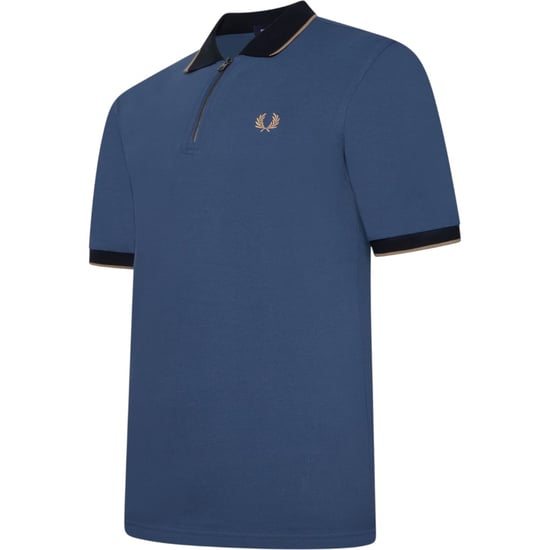 Fred Perry Zip Neck Polo Shirt Midnight Blue - Image 2