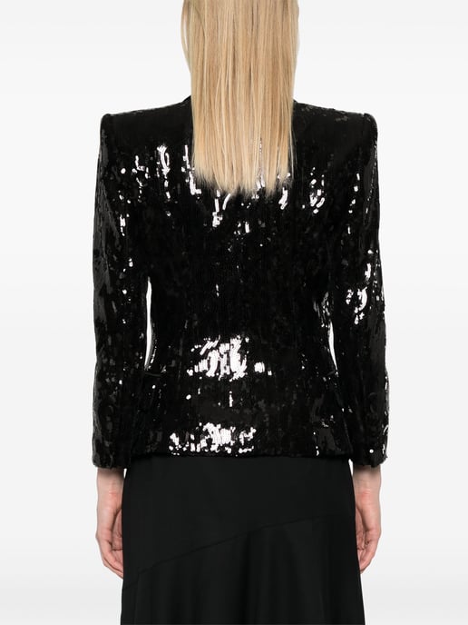 V-neck Glitter Satin Tailored Jkt - Image 5