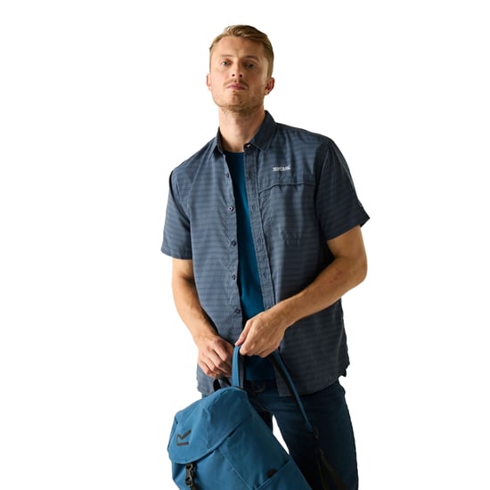 Regatta Heren Mindano Triangle Korte Mouwen Shirt (China Blauw) - Image 4