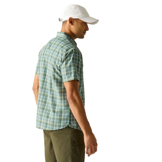 Regatta Heren Mindano Multi Check Korte Mouwen Shirt (Arctic) - Image 4