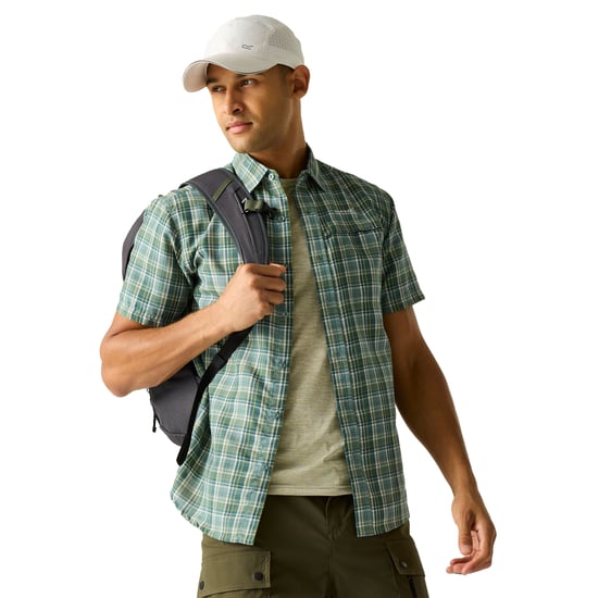 Regatta Heren Mindano Multi Check Korte Mouwen Shirt (Arctic) - Image 5