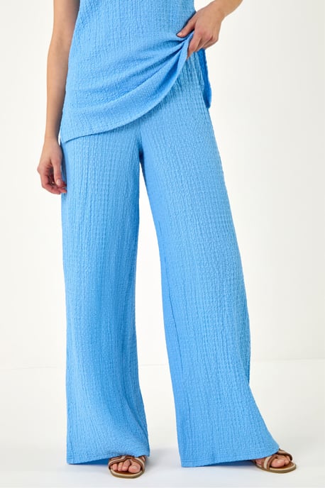 Textured Wide Leg Stretch Trouser - Image 4