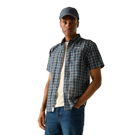 Regatta Heren Mindano Multi Check Korte Mouwen Shirt (Nachtluch) - Image 5
