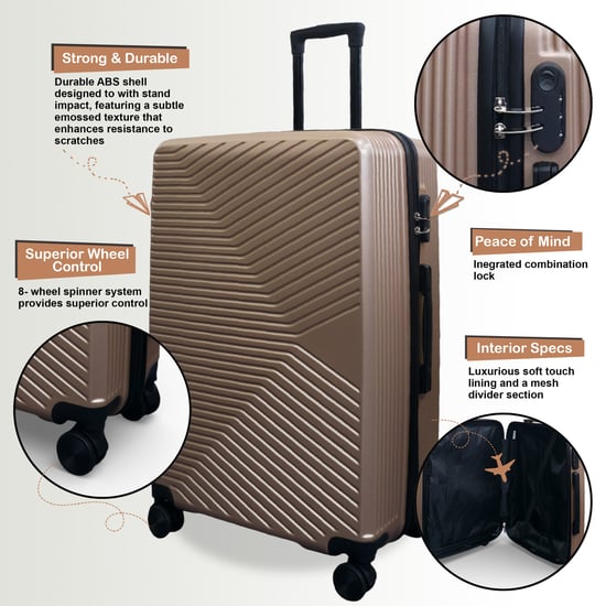 Golden Hardshell Suitcase 8 Wheel Cabin Luggage Set of 3 - Image 4