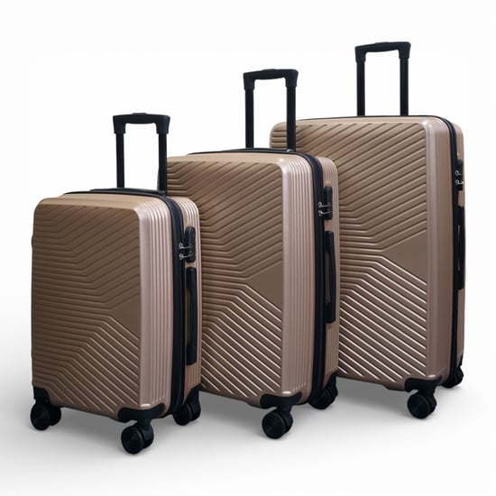 Golden Hardshell Suitcase 8 Wheel Cabin Luggage Set of 3 - Image 5