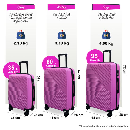 Pink Hardshell Suitcase Robust 8 Wheel Cabin Luggage Case - Image 3