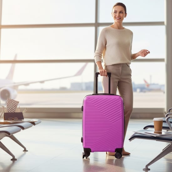 Pink Hard Shell Cabin 48 x 37 x 20 cm Secure Luggage Suitcase - Image 2