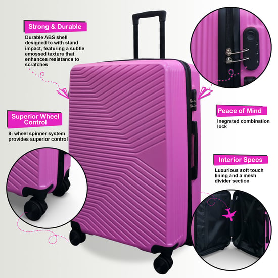 Pink Hard Shell Cabin 48 x 37 x 20 cm Secure Luggage Suitcase - Image 4