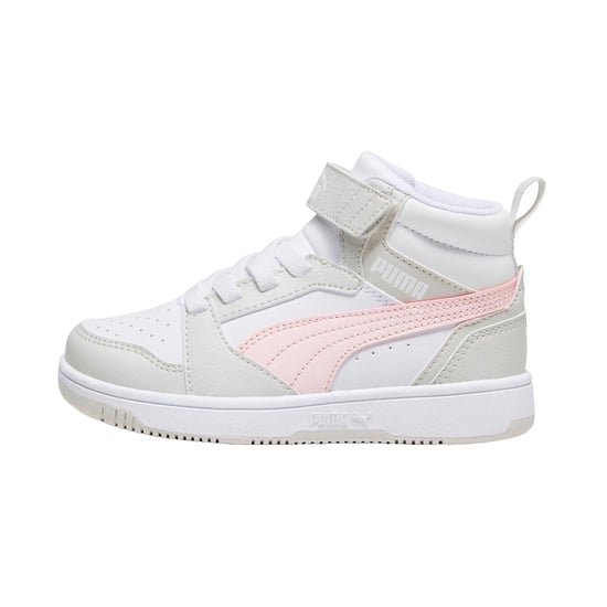 Puma Kinderen Rebound V6 Mid Leren Sneakers (Wit/Roze) - Image 2