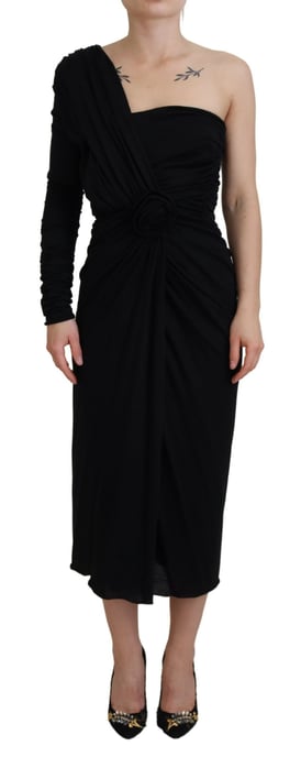 Oneshoulder Jersey Dress Rose Detail - Image 1