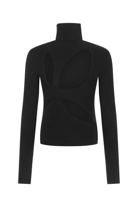 Black Stretch Viscose Blend Top - Image 2