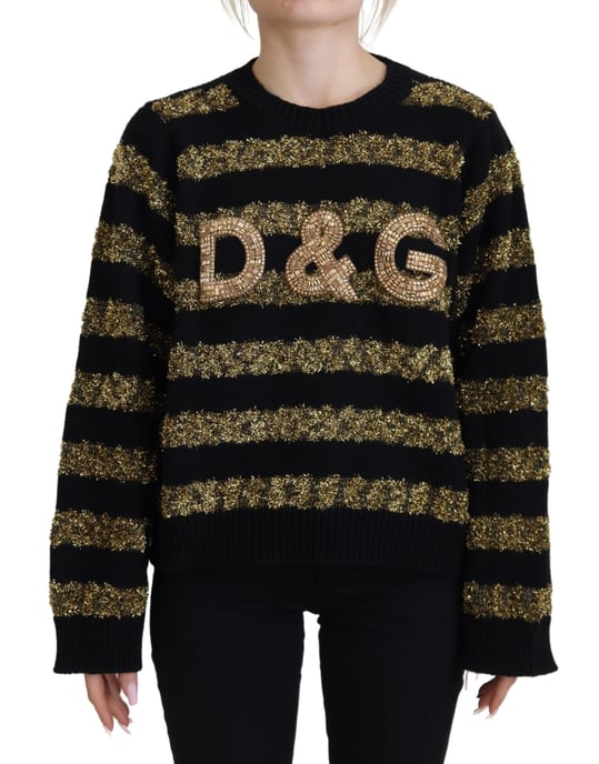 Metallic Stripe Knit Pullover - Image 1
