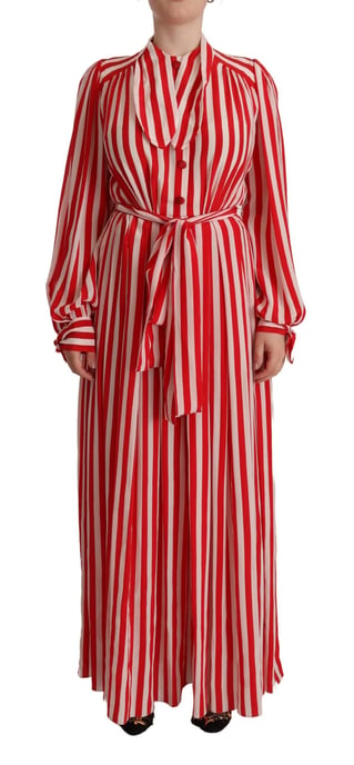 Dolce Gabbana Maxi Dress Red White Stripes - Image 1