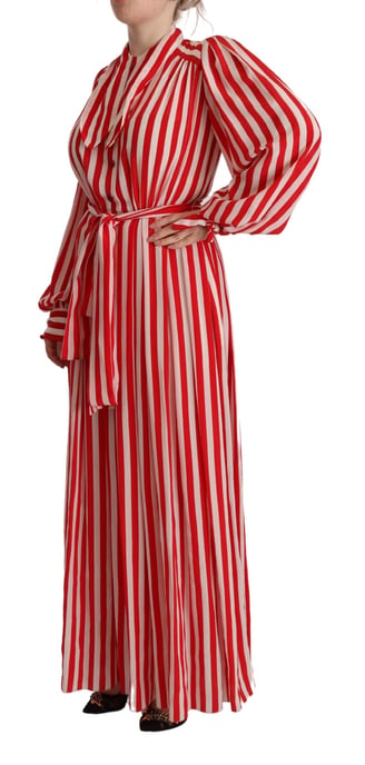 Dolce Gabbana Maxi Dress Red White Stripes - Image 2