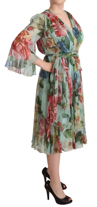 Floralprint Zijde Midi Jurk - Image 3