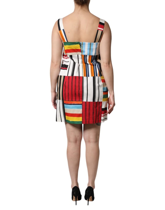 Patchwork Gestreepte Mini Jurk - Image 4