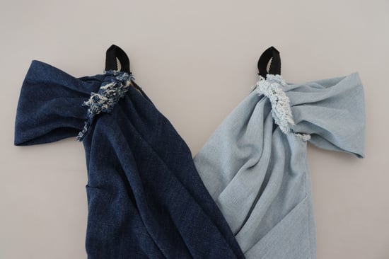 Jeans Mini Klänning Tvåfärgad Knytdesign - Image 5