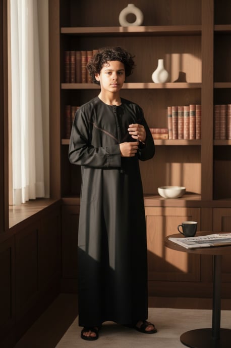 Kinderen jongens zwarte Eid Marokkaanse Thobe gewaad Djellaba Ramadan Eid Jubba-LFS K-HM10 - Image 1