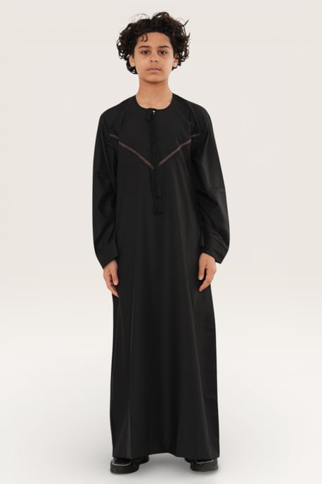Kinderen jongens zwarte Eid Marokkaanse Thobe gewaad Djellaba Ramadan Eid Jubba-LFS K-HM10 - Image 2
