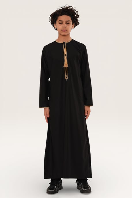 Kinderen jongens zwarte Ramadan Marokkaanse Thobe gewaad Kaftan Eid Jubba LFS-K-TT-003 - Image 2
