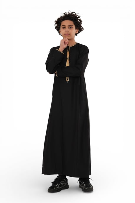 Kinderen jongens zwarte Ramadan Marokkaanse Thobe gewaad Kaftan Eid Jubba LFS-K-TT-003 - Image 4