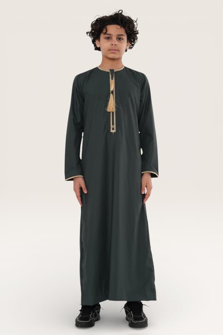 Kinderen jongens groene Ramadan Marokkaanse Thobe gewaad Kaftan Eid Jubba LFS-K-TT-003 - Image 2