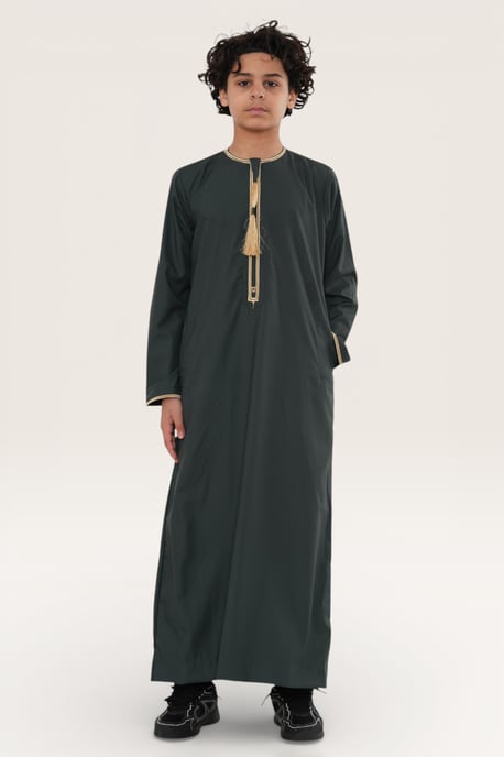 Kinderen jongens groene Ramadan Marokkaanse Thobe gewaad Kaftan Eid Jubba LFS-K-TT-003 - Image 3