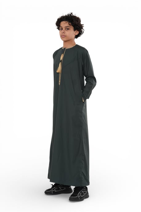 Kinderen jongens groene Ramadan Marokkaanse Thobe gewaad Kaftan Eid Jubba LFS-K-TT-003 - Image 4