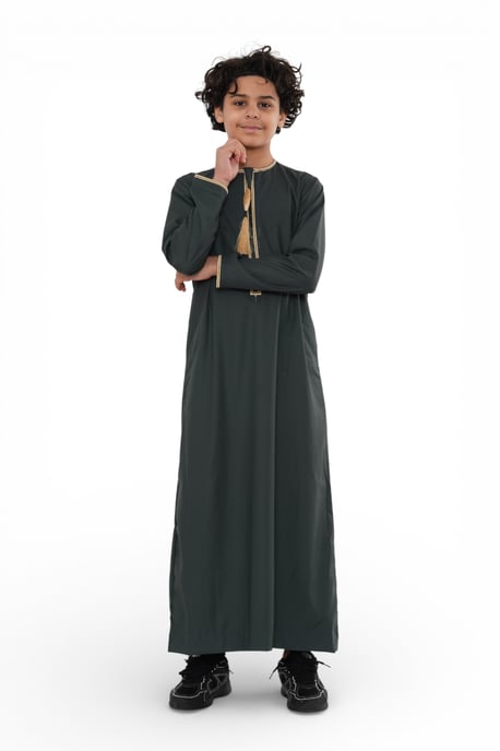 Kinderen jongens groene Ramadan Marokkaanse Thobe gewaad Kaftan Eid Jubba LFS-K-TT-003 - Image 5