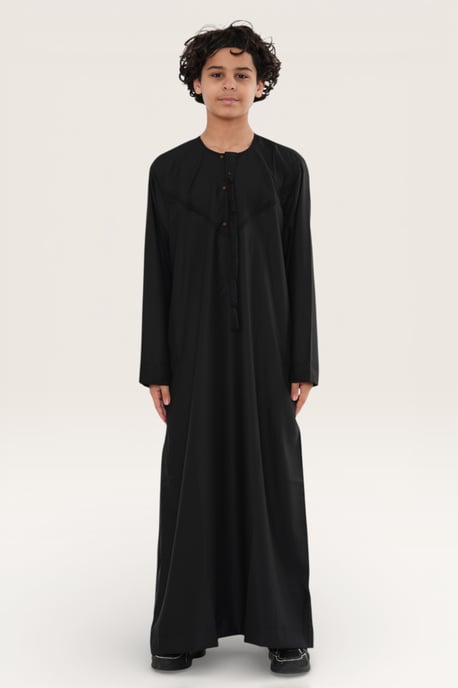 Kinderen jongens zwarte Eid Marokkaanse Jubba Robe Djellaba Ramadan Eid Thobe LFS- K-HM11 - Image 2