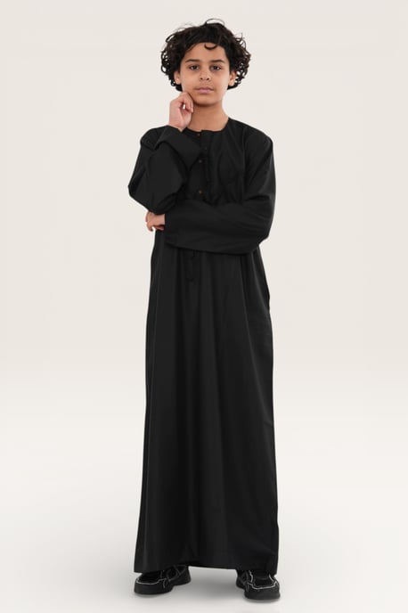Kinderen jongens zwarte Eid Marokkaanse Jubba Robe Djellaba Ramadan Eid Thobe LFS- K-HM11 - Image 3